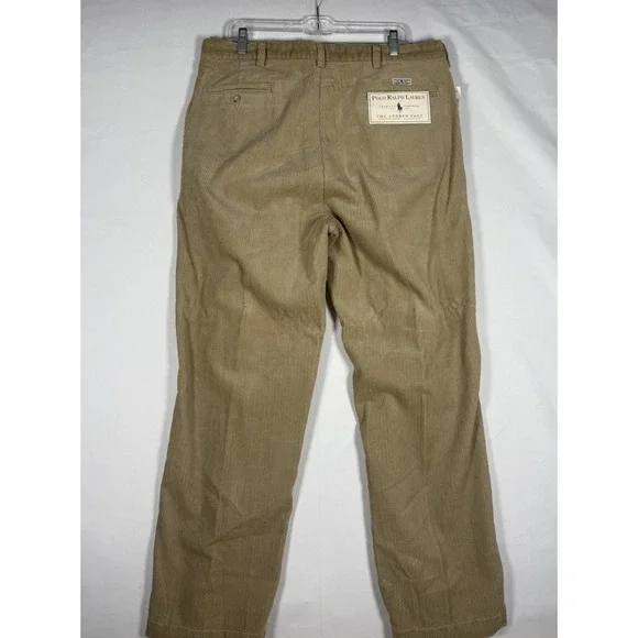 NWT Polo Ralph Lauren Andrew Pants Men's38x30 Tan Corduroy Pleated Classic Fit